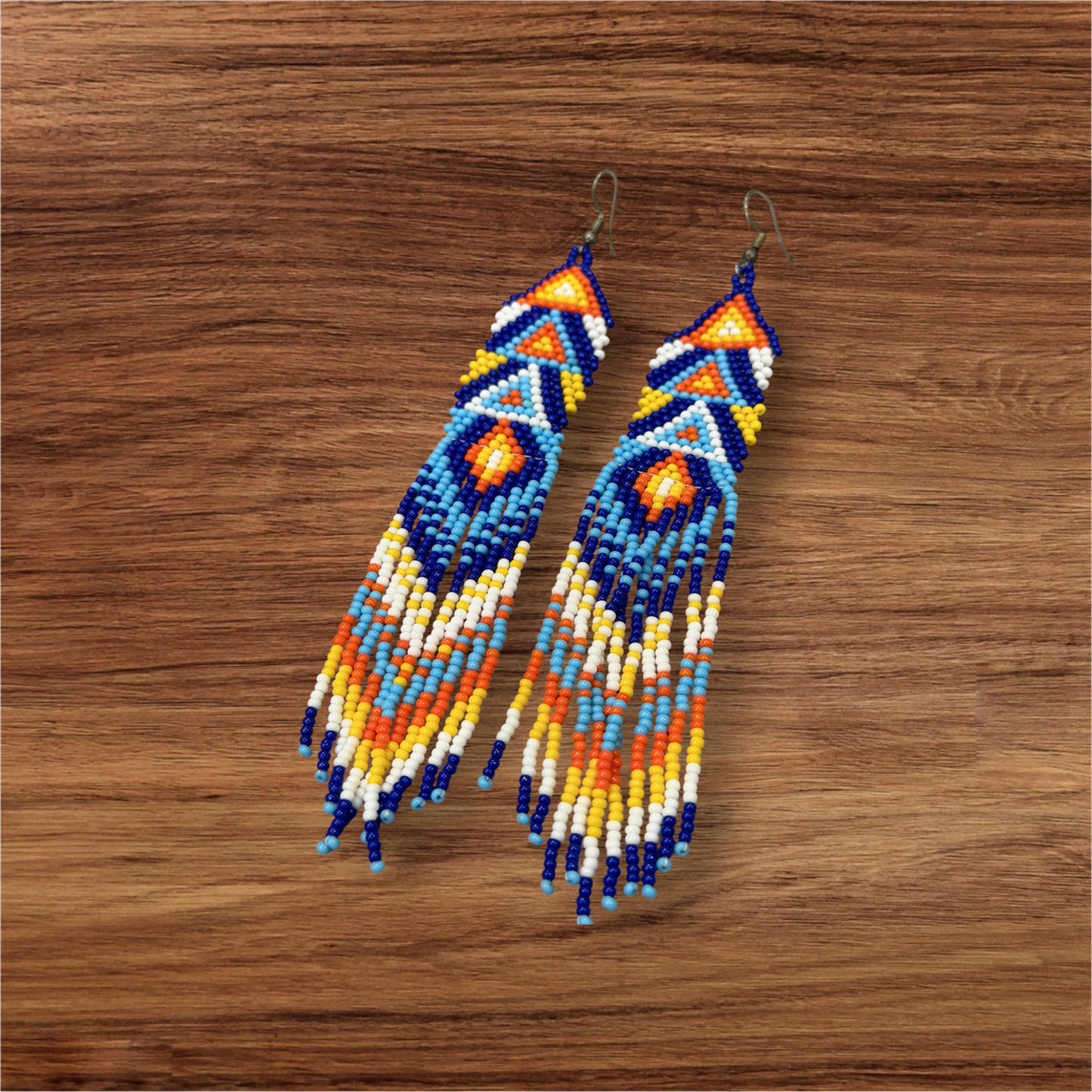 "Handmade Seed Bead Long Tassel Earrings – Boho Statement Lightweight Jewelry"