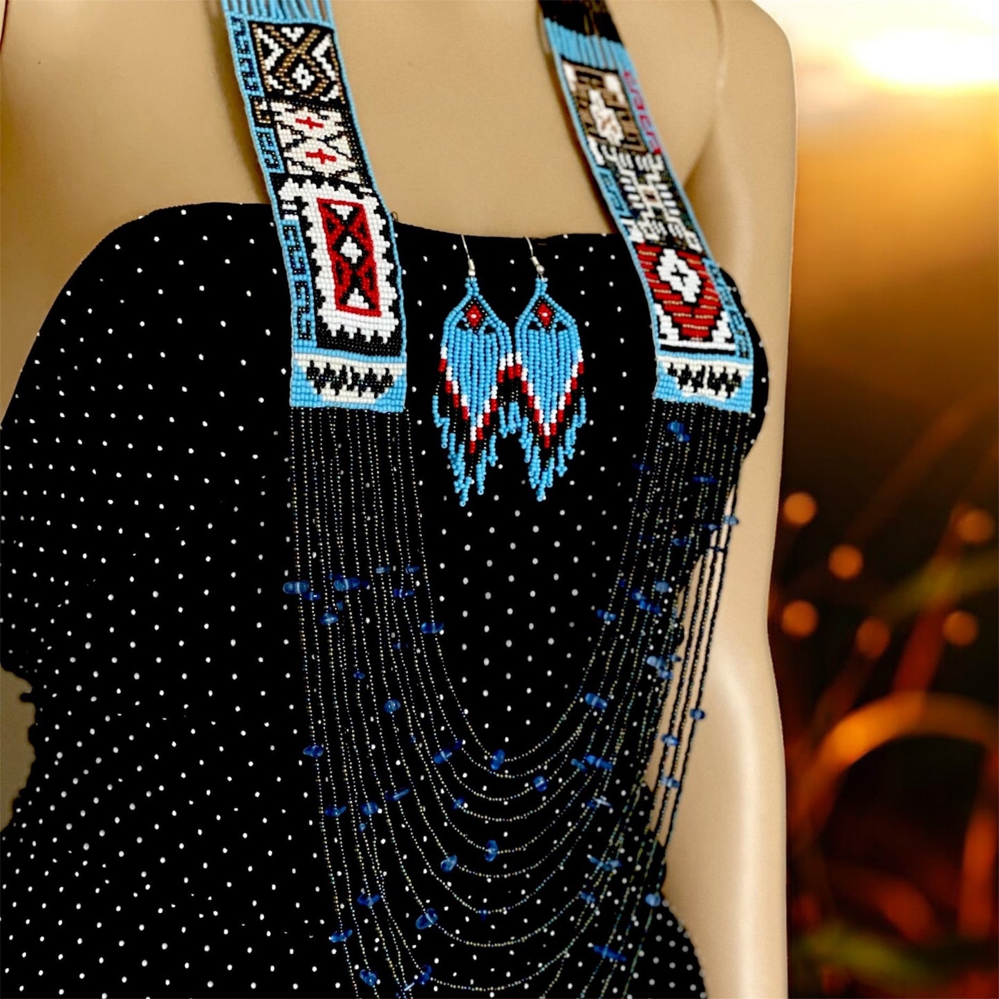 Seed bead necklace Handcrafted boho African jewelry tribal set