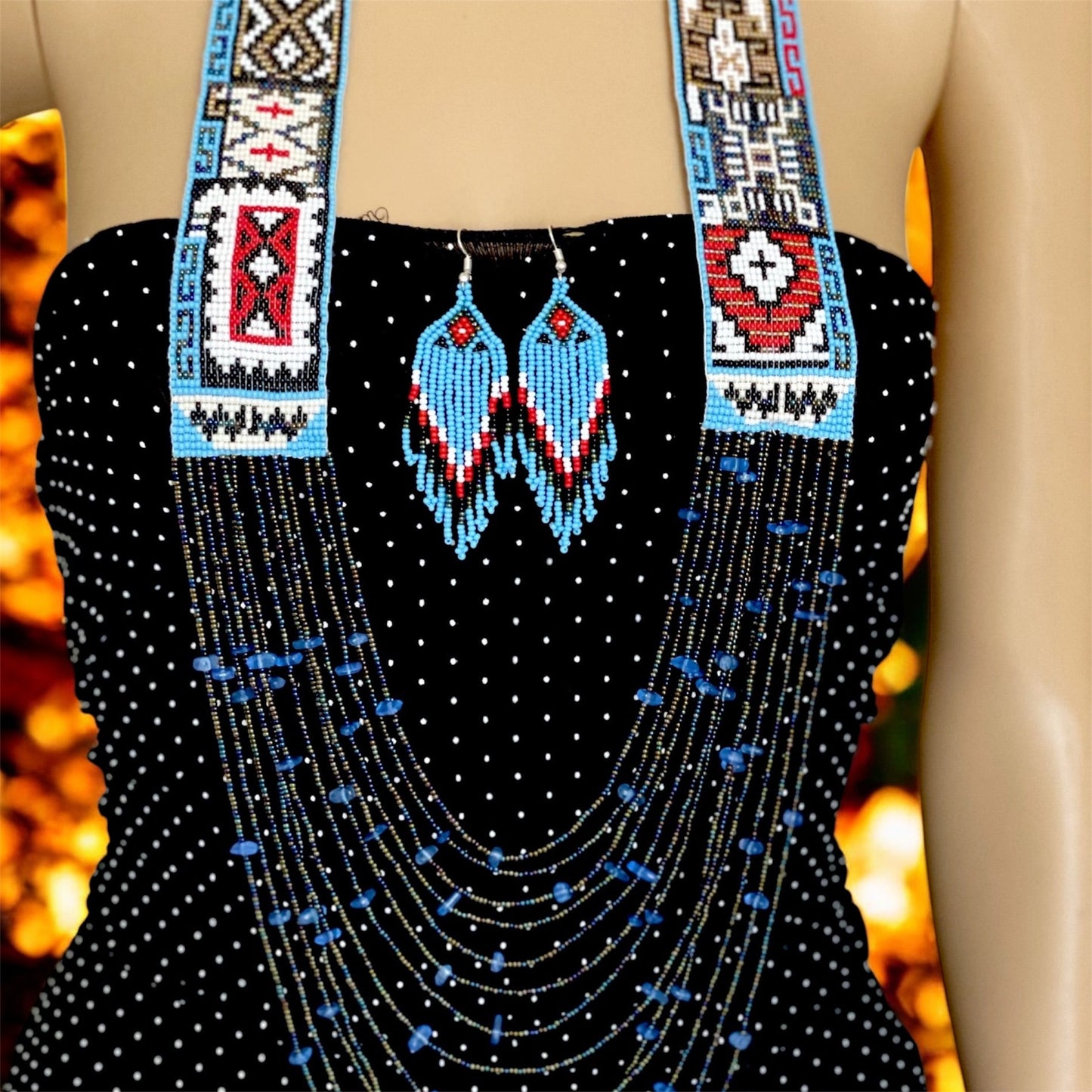Seed bead necklace Handcrafted boho African jewelry tribal set