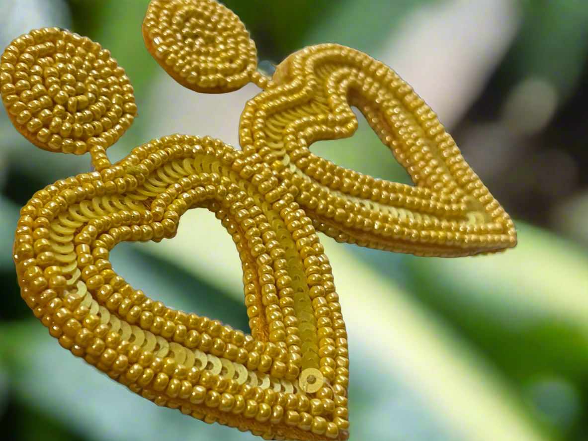 Seed bead yellow earrings handcrafted