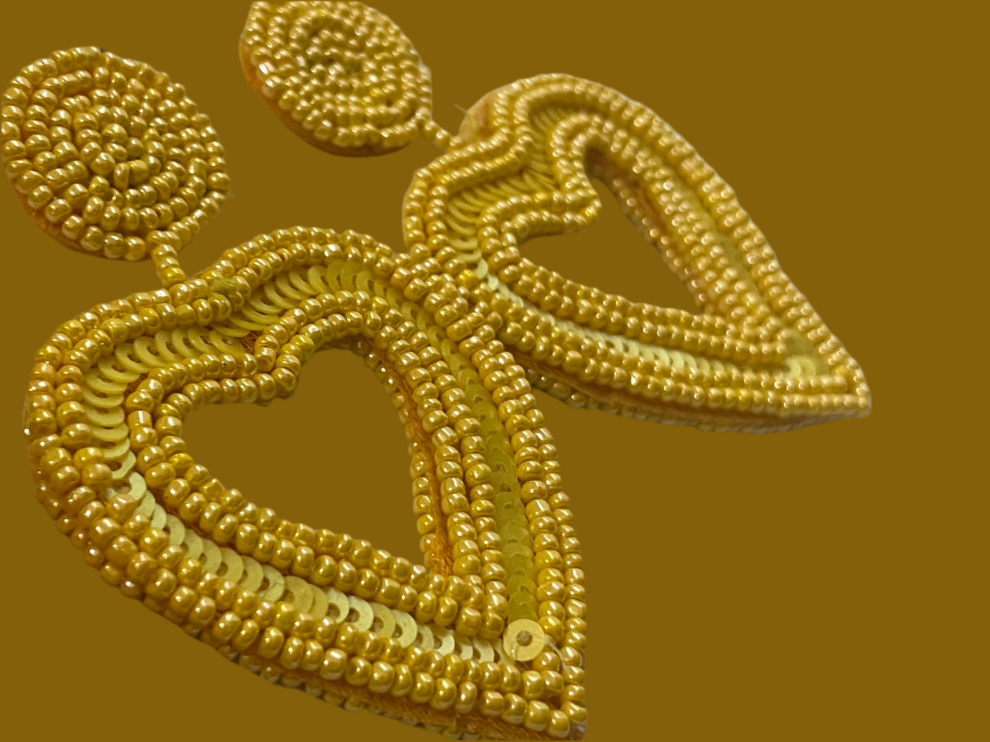 Seed bead yellow earrings handcrafted