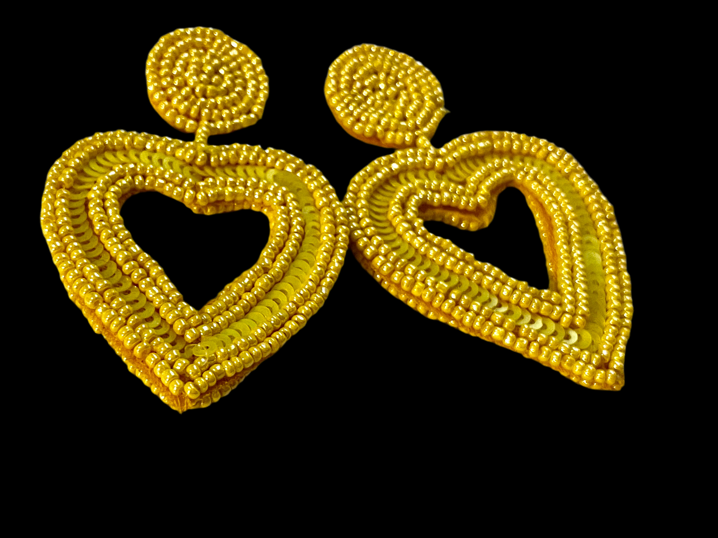 Seed bead yellow earrings handcrafted