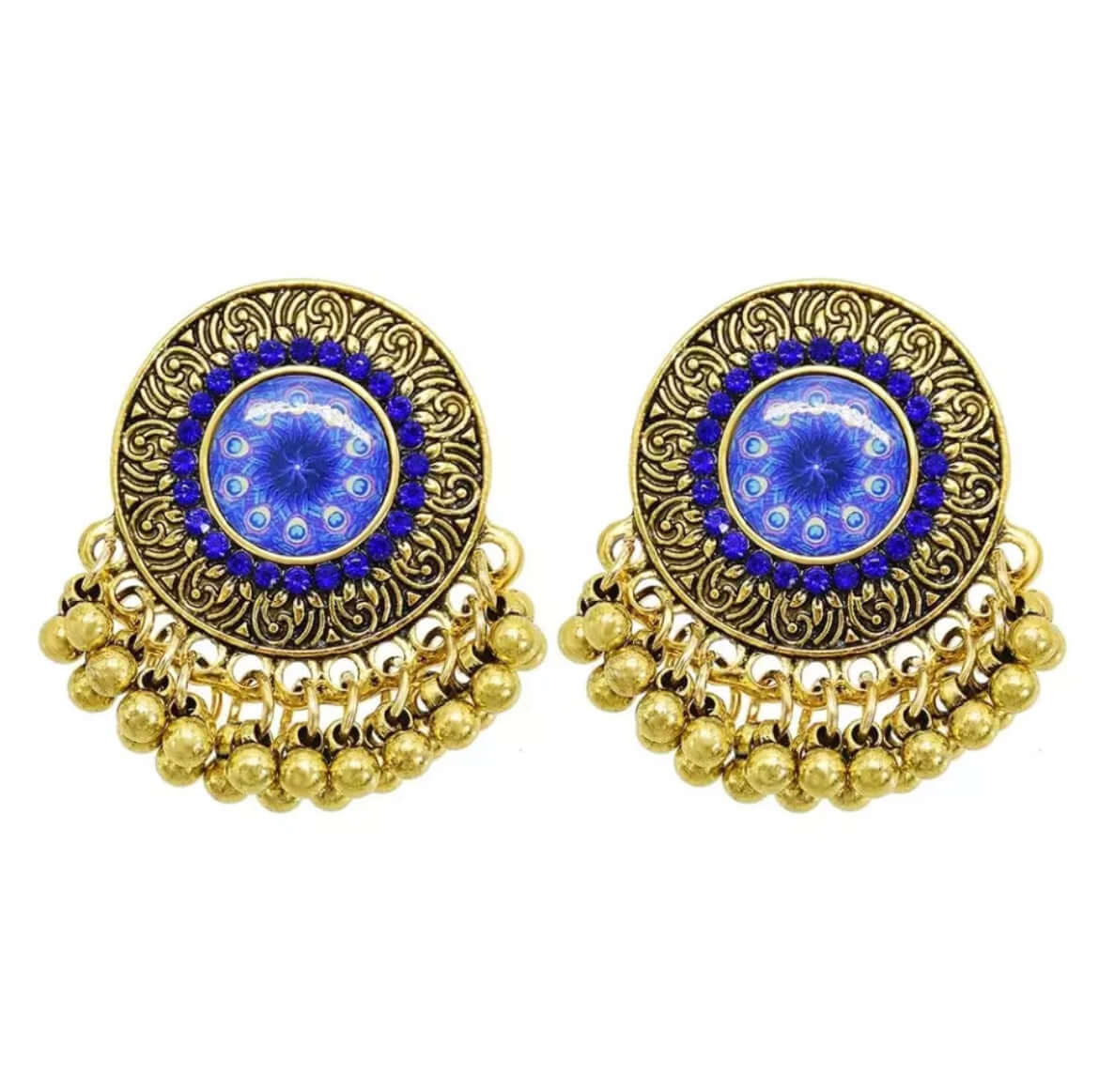 Ethnic earrings and adjustable ring bronze finish boho jewelry gift