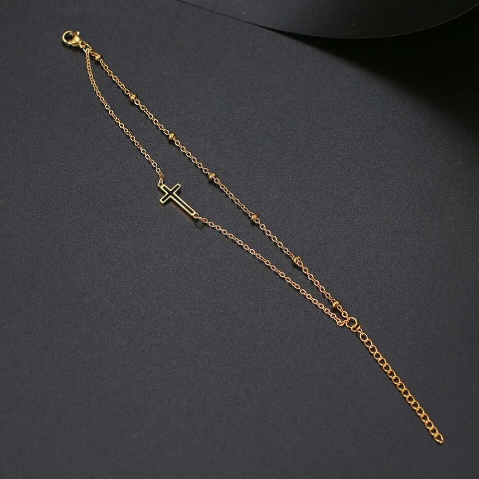 Cross charm Bracelet double chain non fade non tarnish jewelry