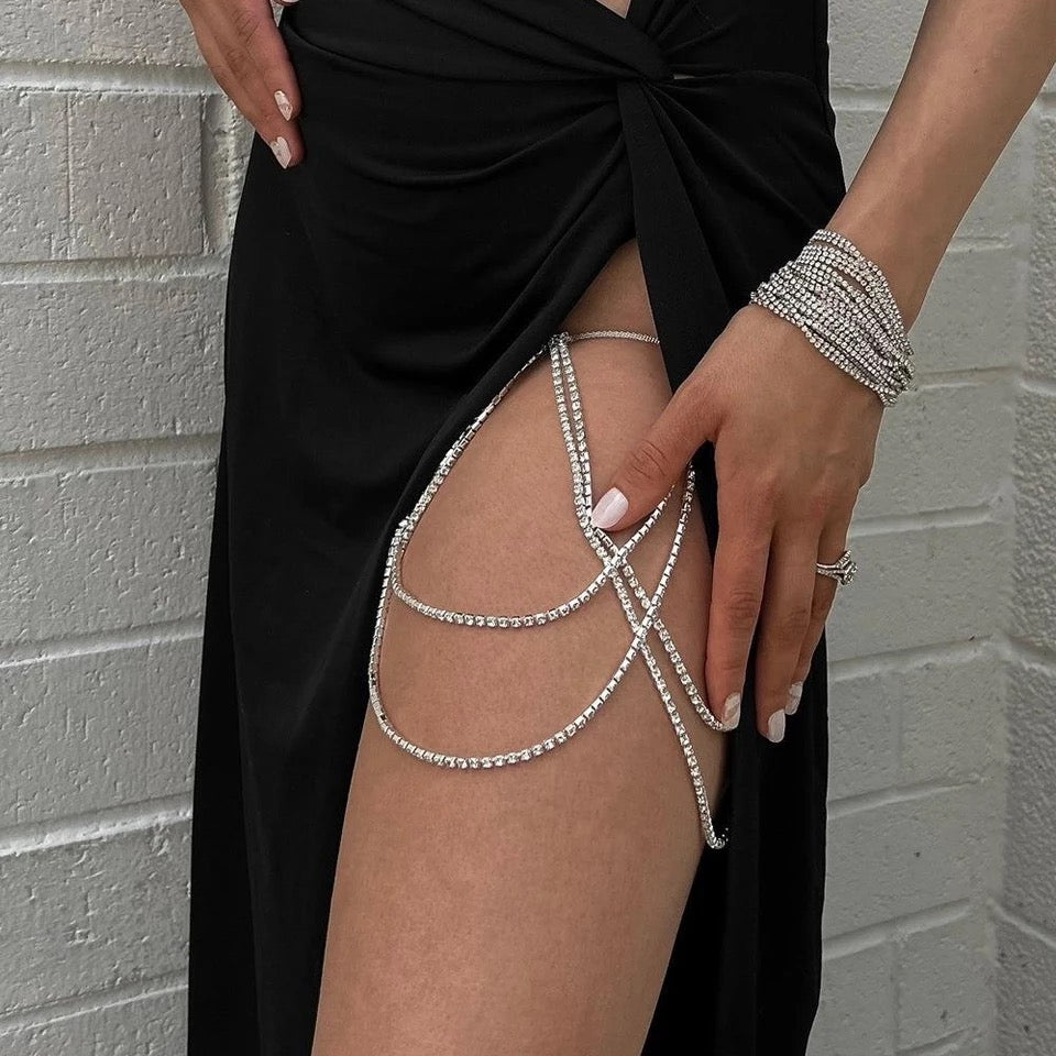 Crystal Thigh Chain Elastic body Jewelry for Women Bling Thigh Bracelet Leg Chain