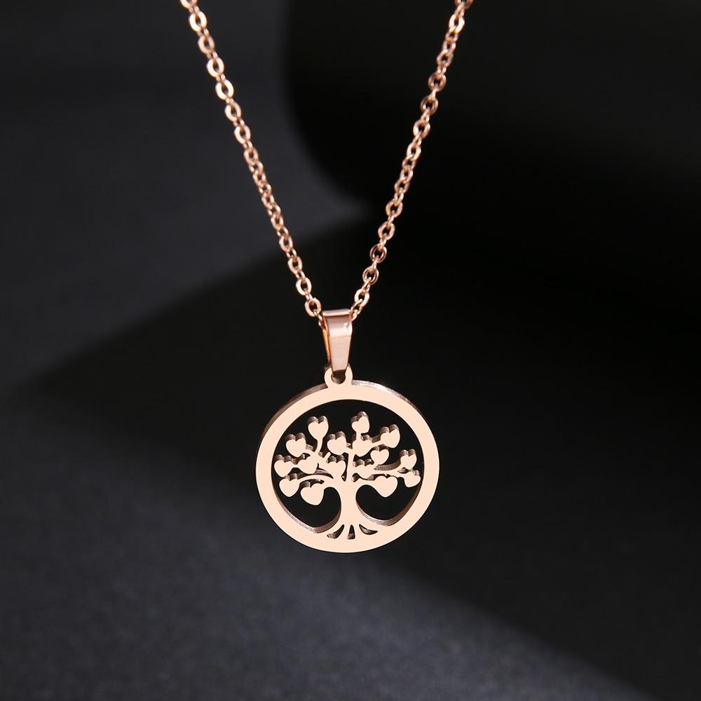 Necklace charm “tree of life” rose gold stainless jewelry