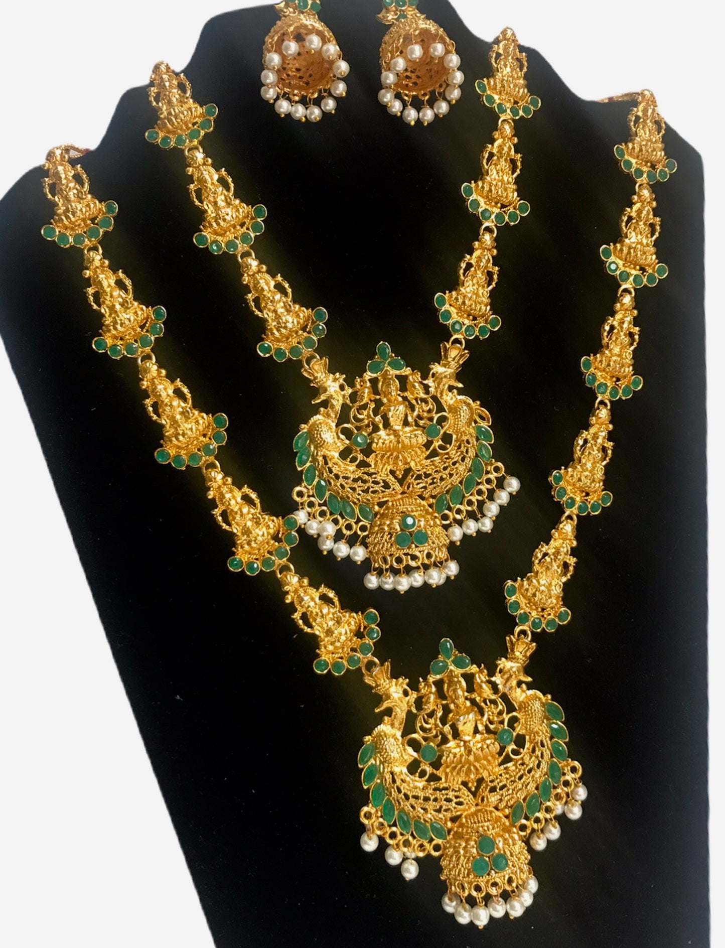 Indian bridal temple necklace combo with earring wedding festival jewelry set for women