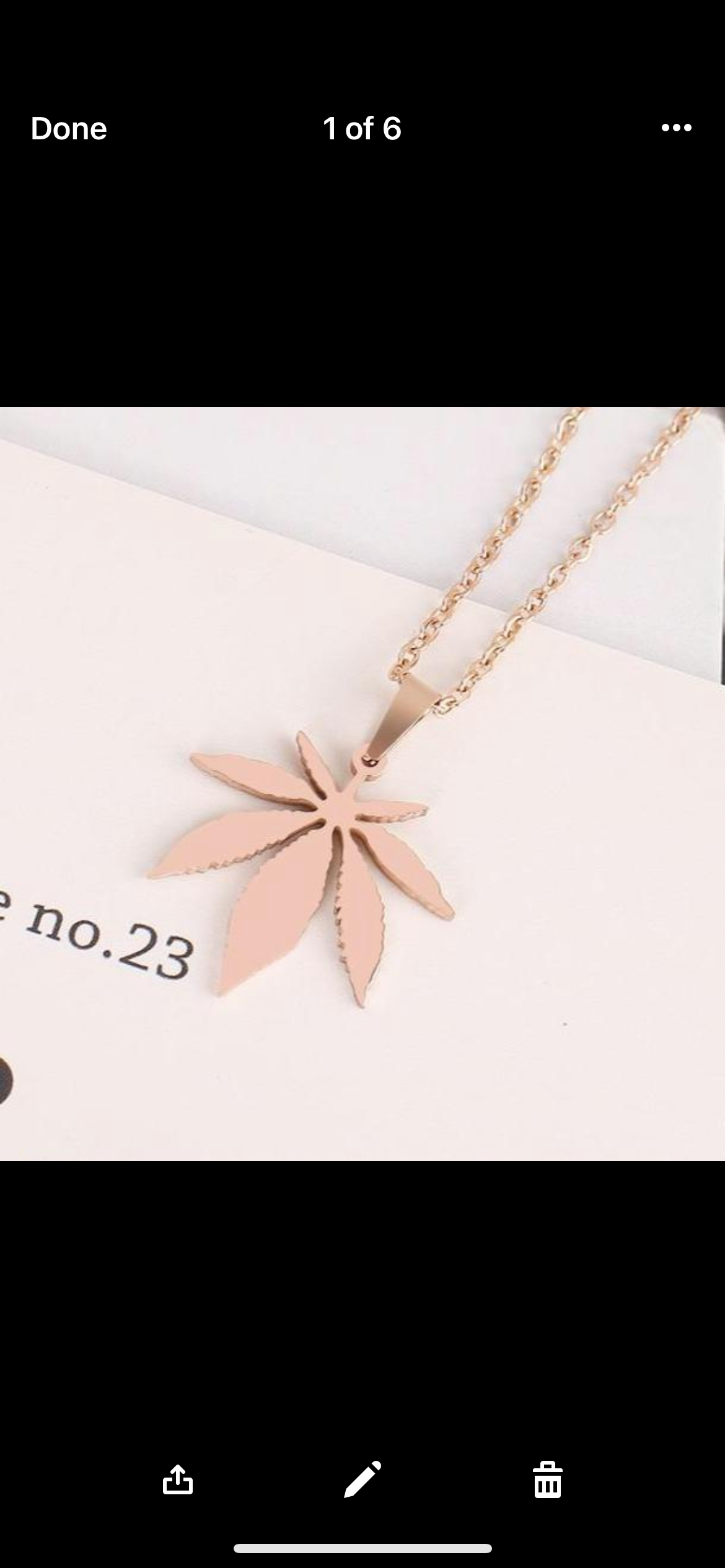 Rose gold leaf charm pendant stainless jewellery