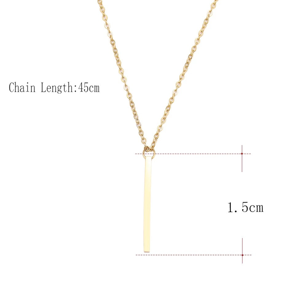Rose gold necklace bar pendant charm balance stainless jewelry