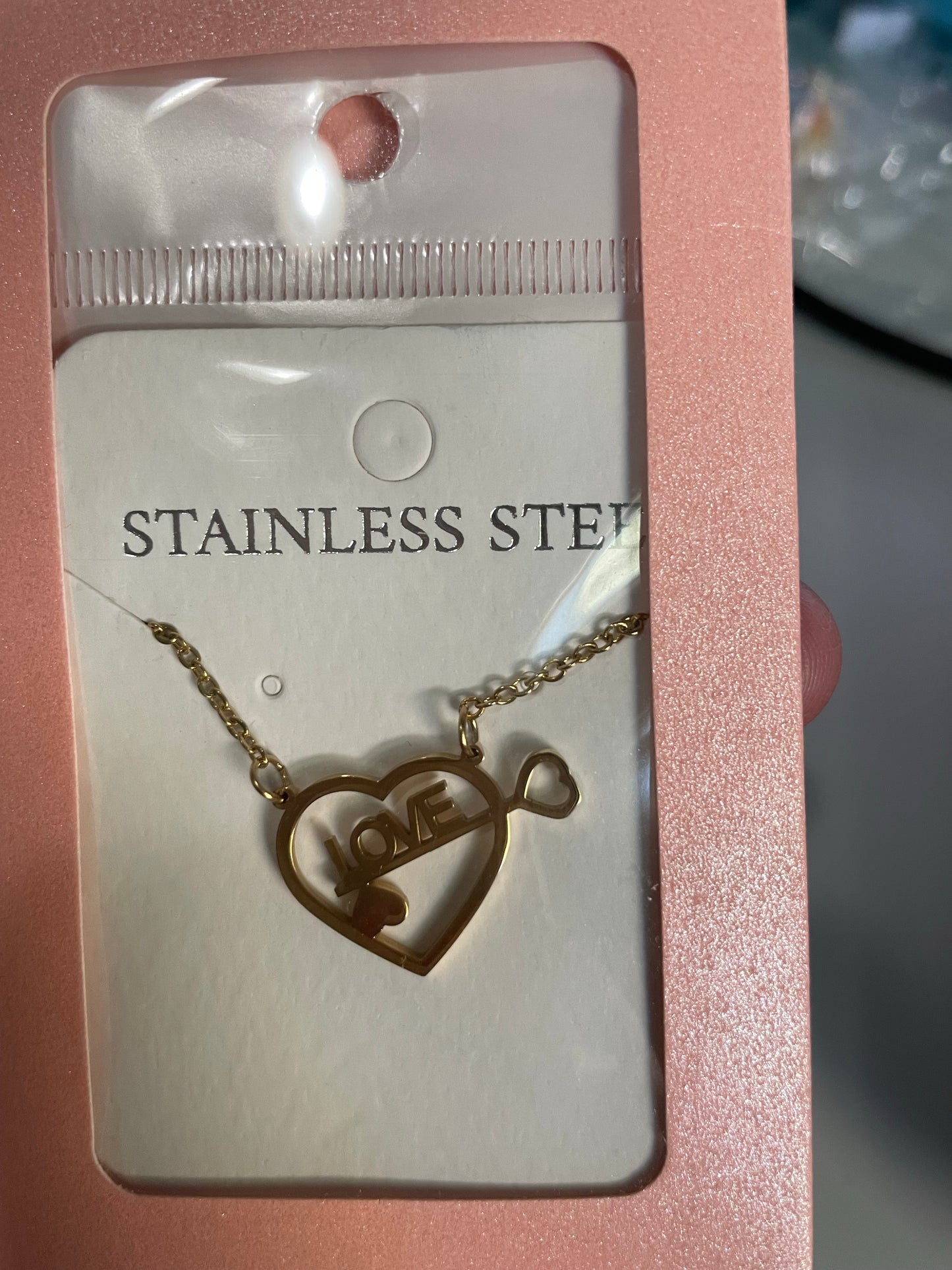 Love necklace heart charm pendant stainless steel no fade jewelry