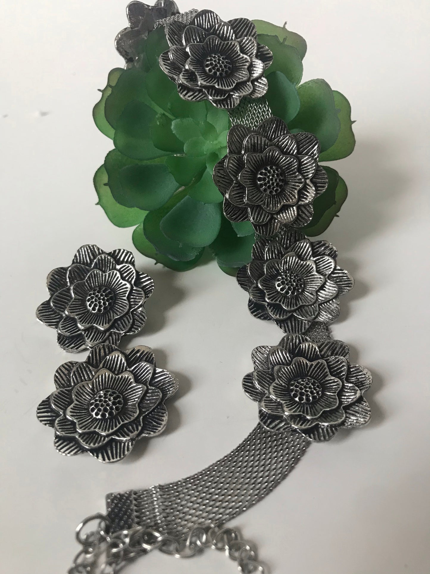 Necklace earrings oxidized bohemian Indian jewelry