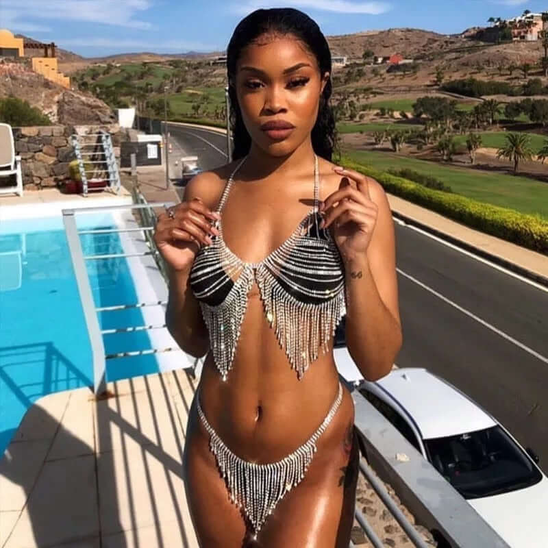 Bikini chains Crystal Rhinestone for Women Bling Thong Set Jewelry
