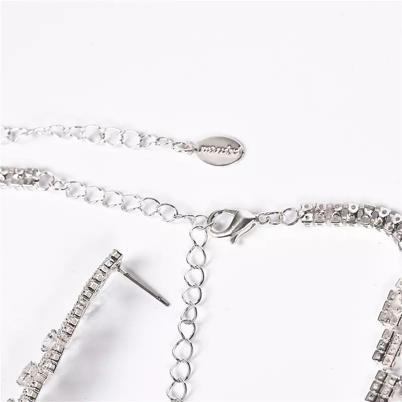 Wedding Necklace bracelet ring complete set silver shine jewelry