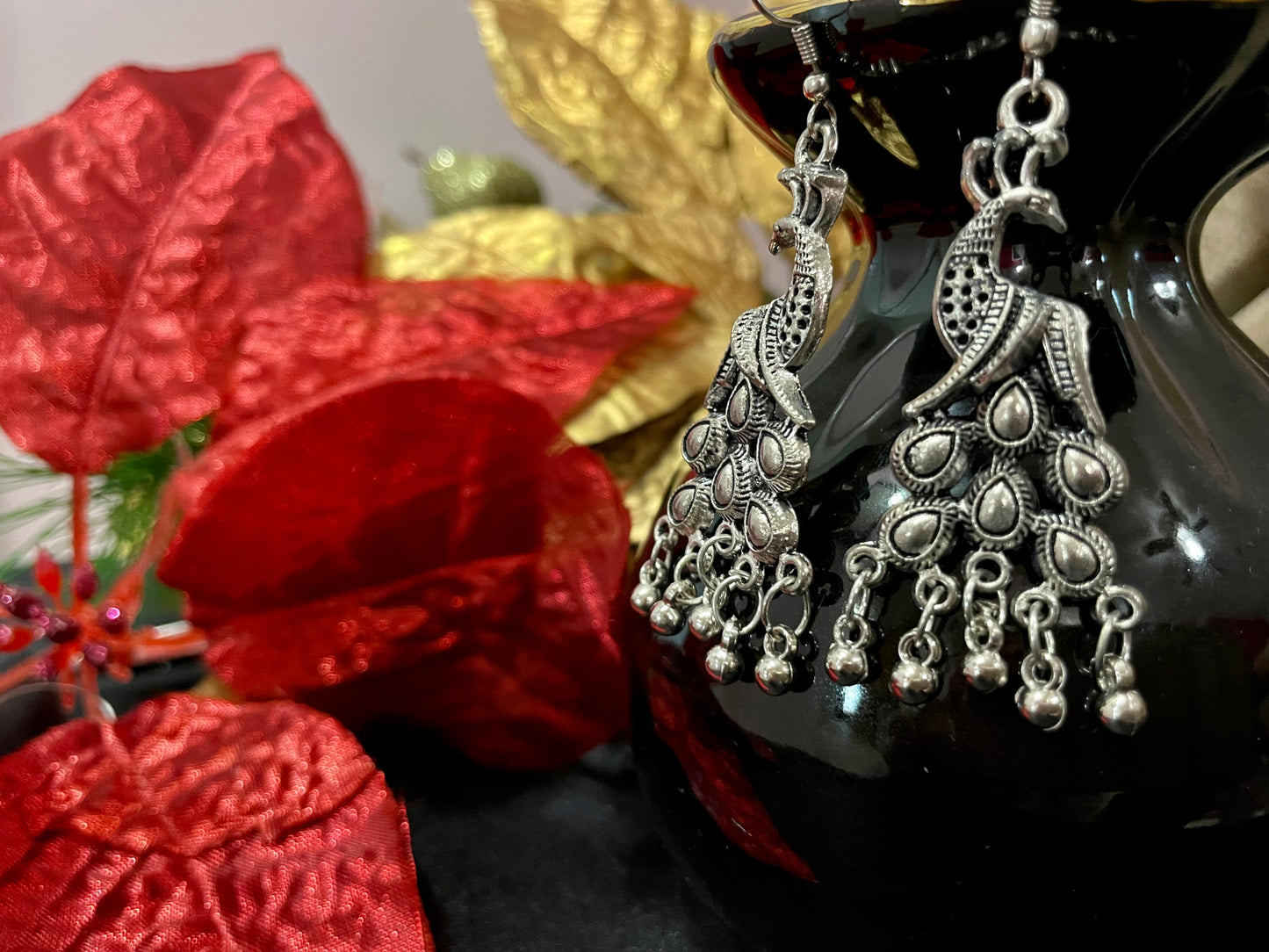 Handcrafted earring peacock design dangle drop lightweight jewelry