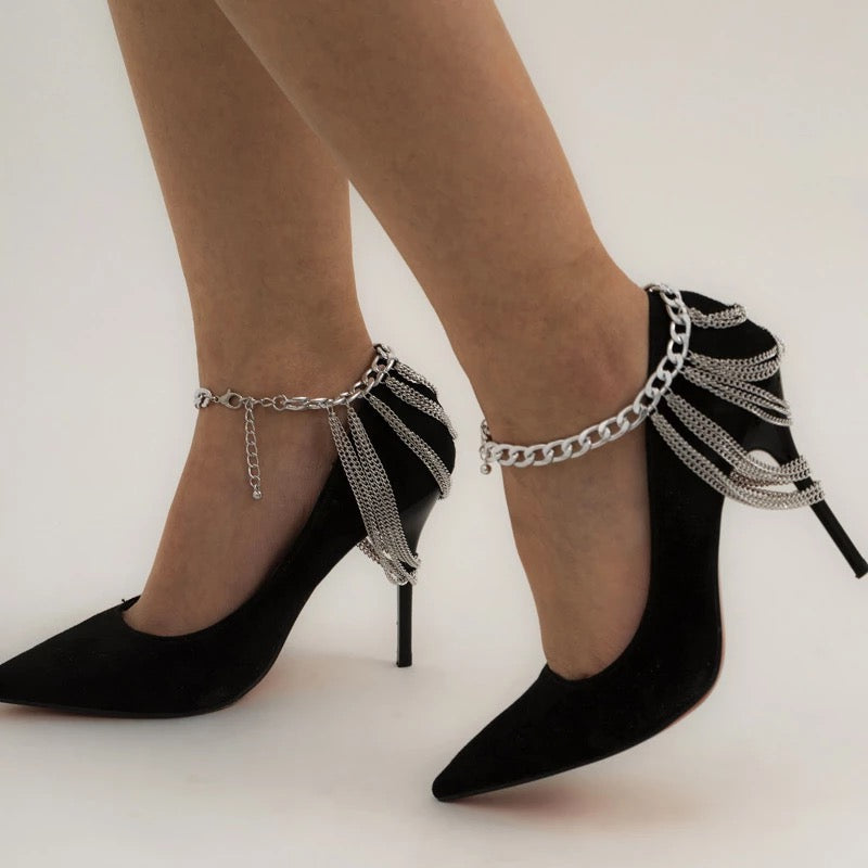 Layered Anklet pair hip hop heels decor punk jewelry boho style