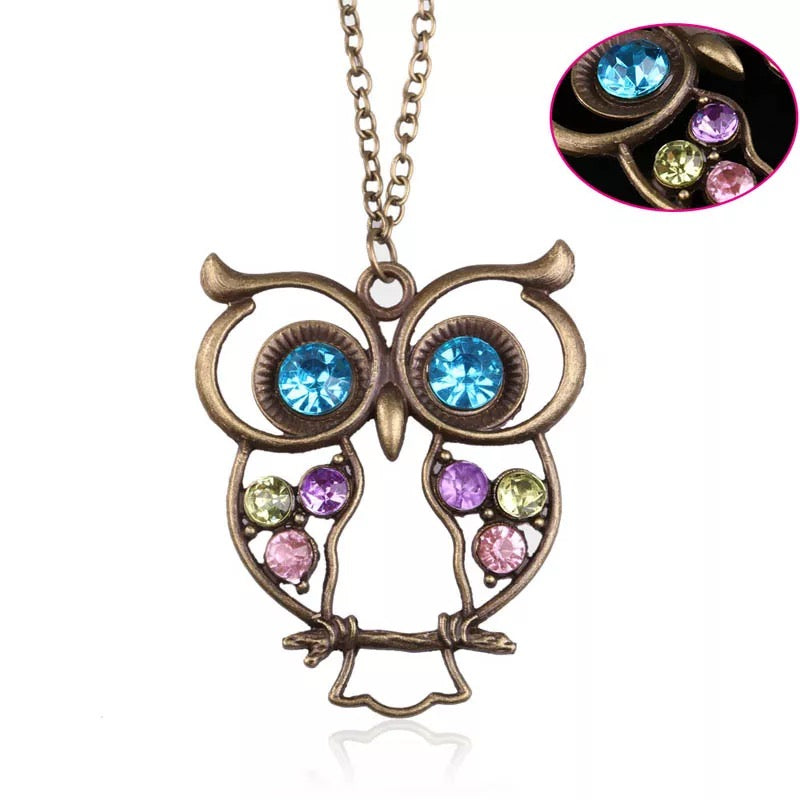 2 owl necklace charm pendant lightweight holiday gift