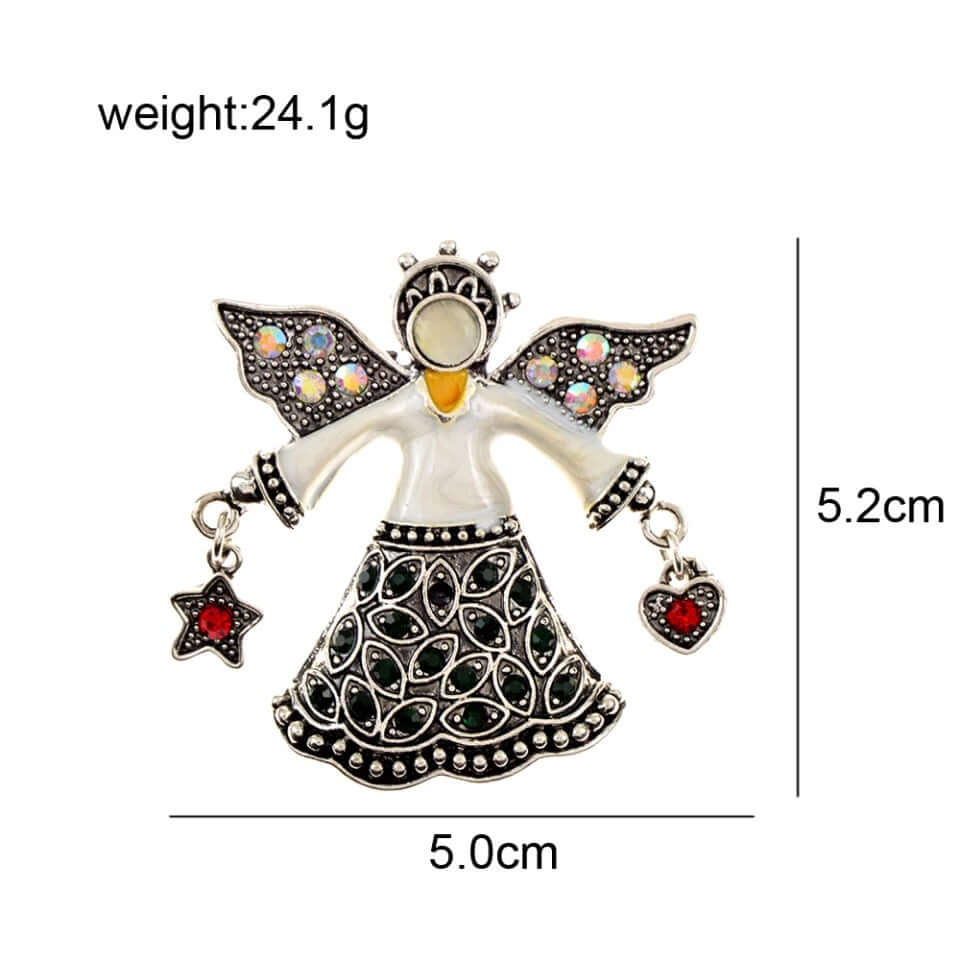 Brooch Angel charm holding heart & star gift jewelry