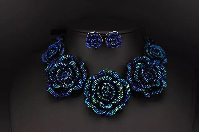 Flower necklace choker set resin jewelry