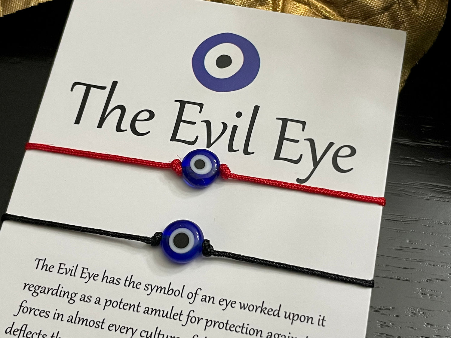 Evil eye bracelet pair thread pull protection jewelry