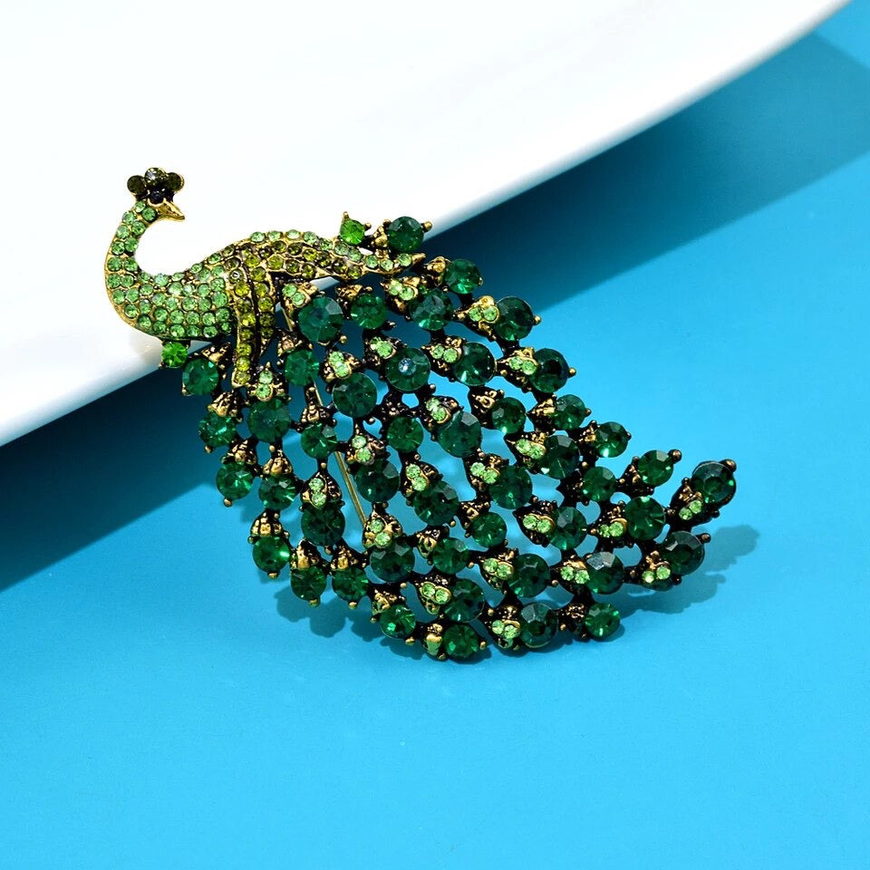Crystal Peacock Brooch Pin For Women scarf charm Pendant Party Jewelry Gift