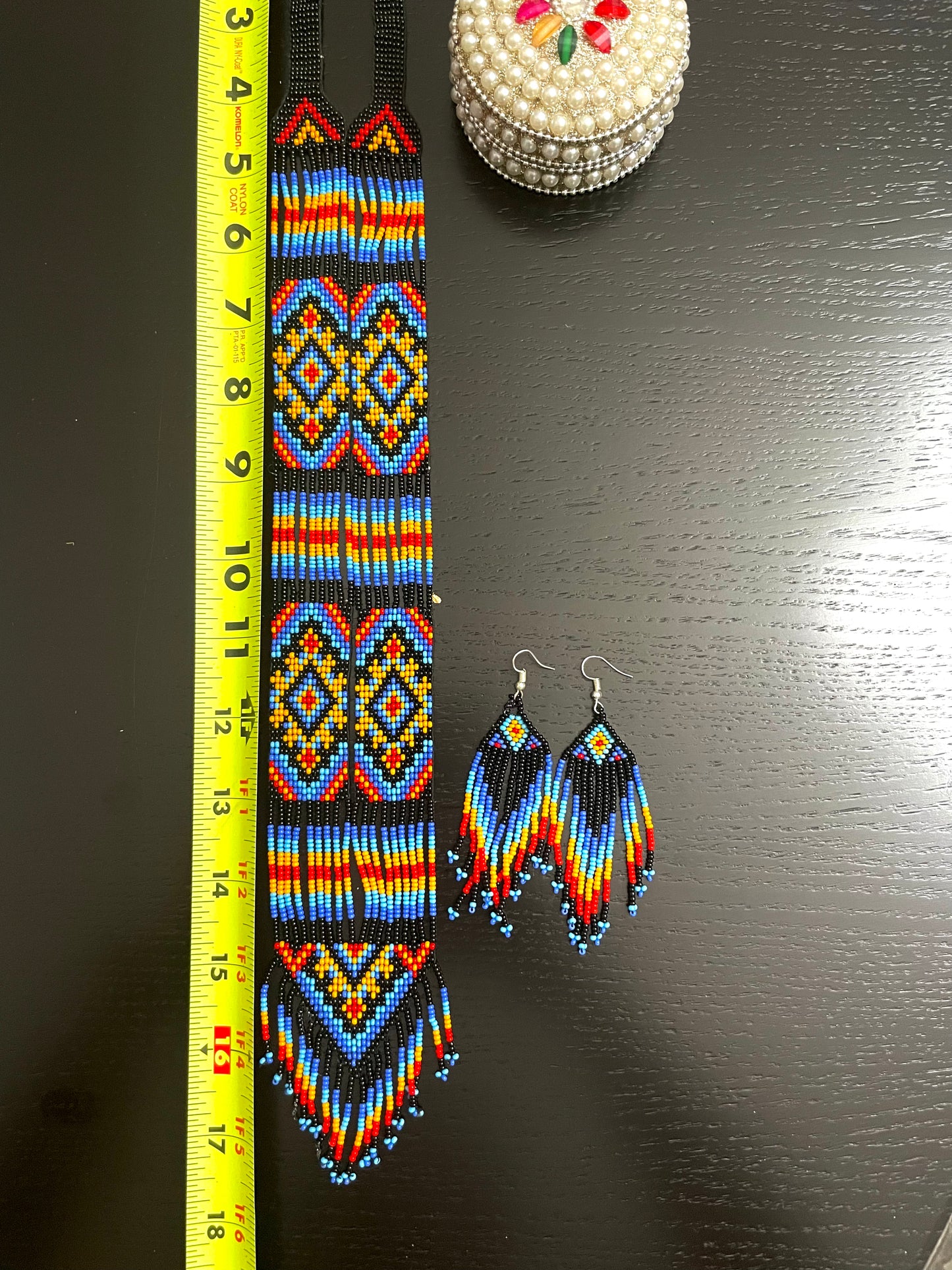Handcrafted seed bead lightweight necklace earrings set