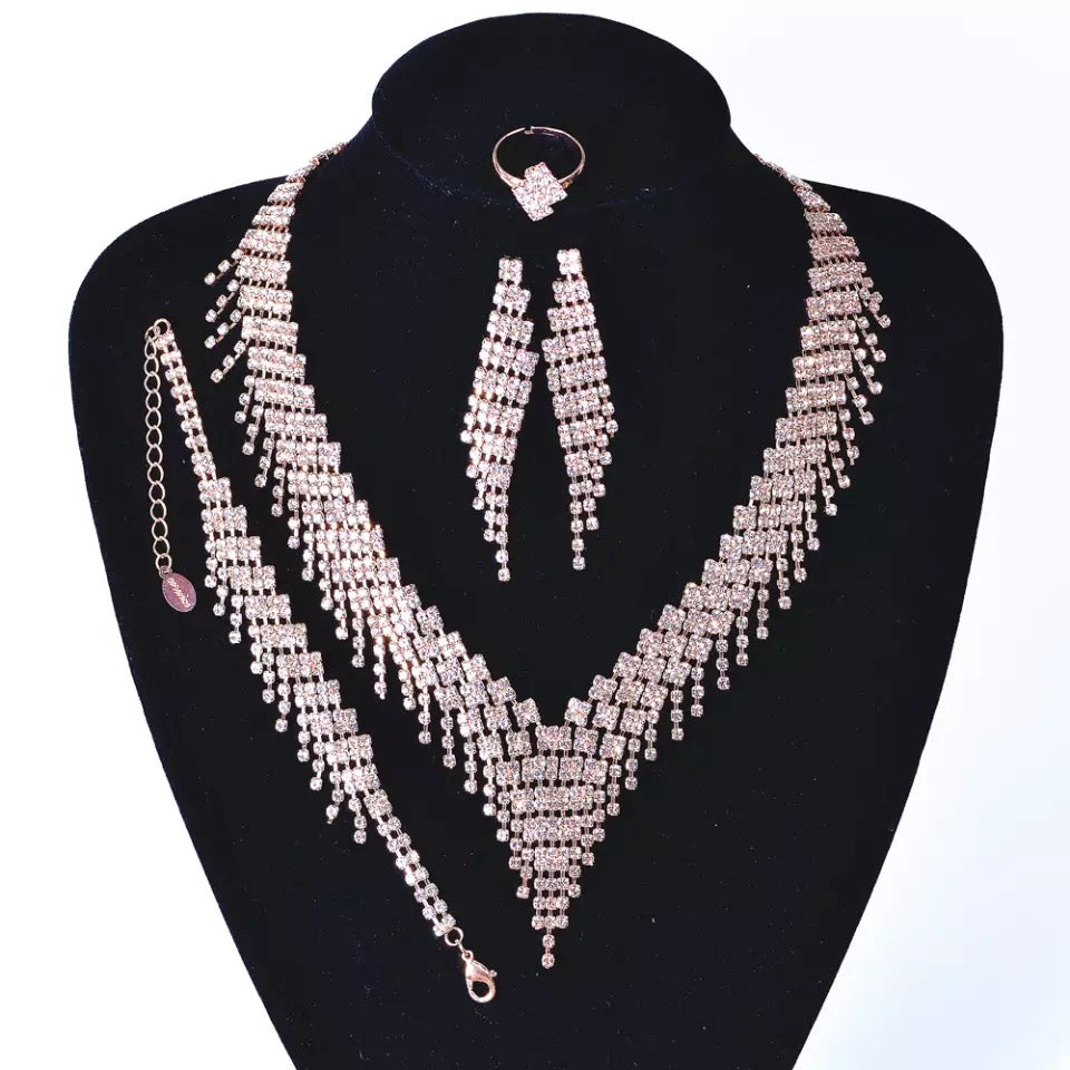 Necklace earrings bracelet ring wedding jewelry gift set