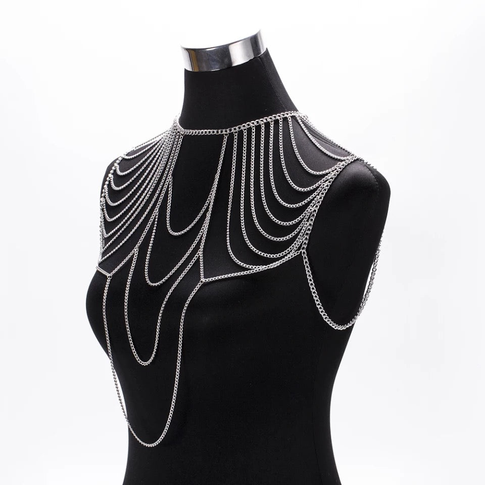 Necklace chain silver shoulder jewelry photo shoot accessories