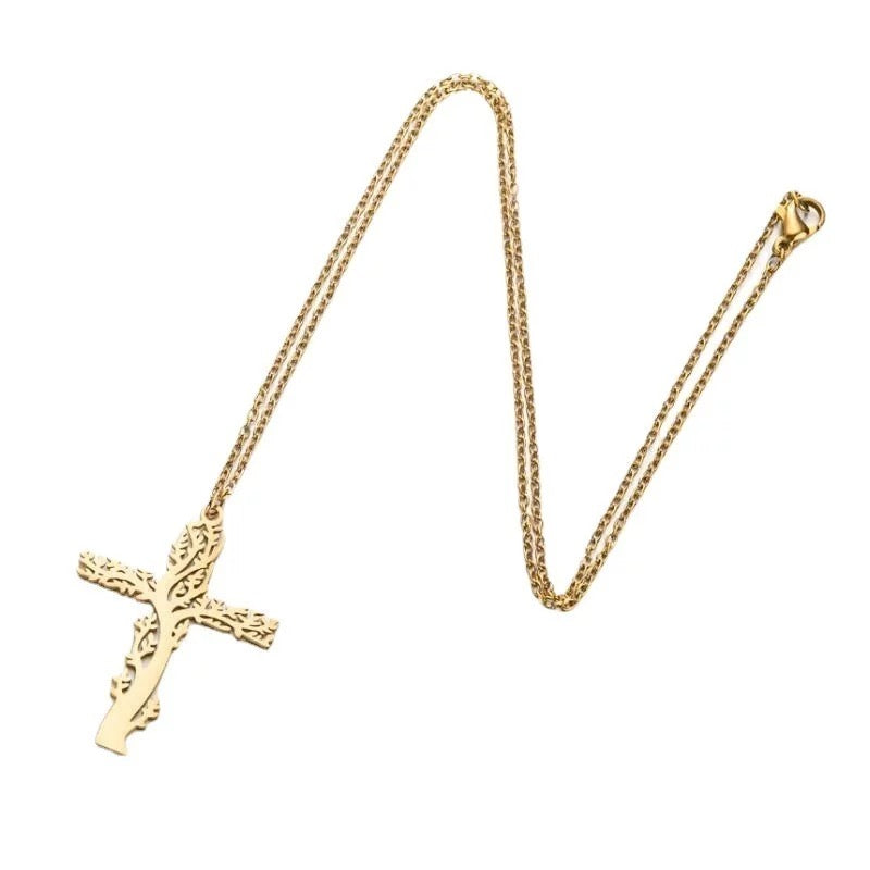 Cross necklace tree of life stainless jewelry