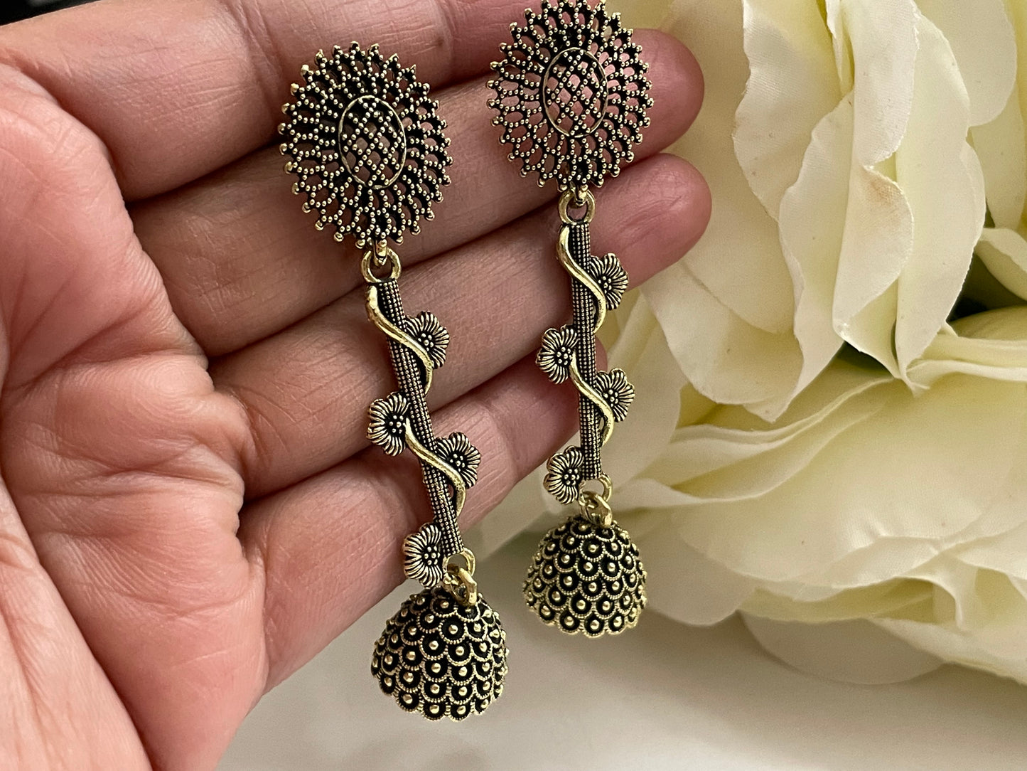 Long earrings antique style stud jewelry