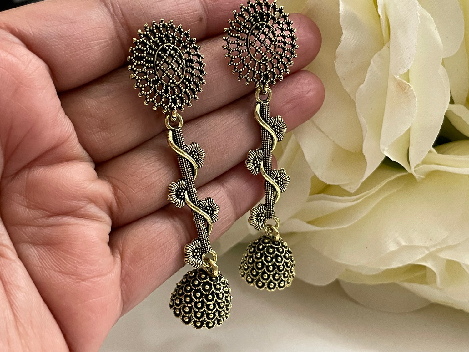 Long earrings antique style stud jewelry
