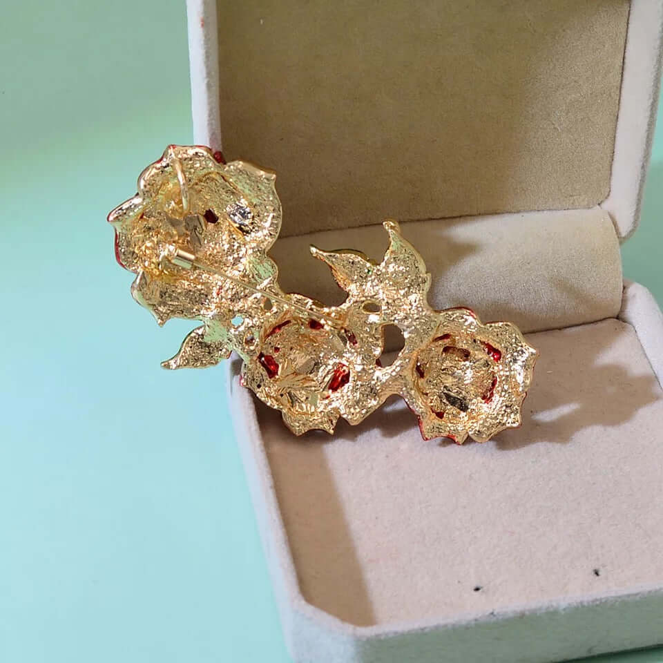 Brooch Rose flower crystal pin for scarf rhinestone women gift