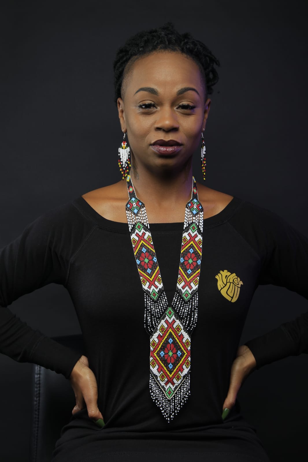 Seed Bead necklace & earrings handcrafted African inspired Design