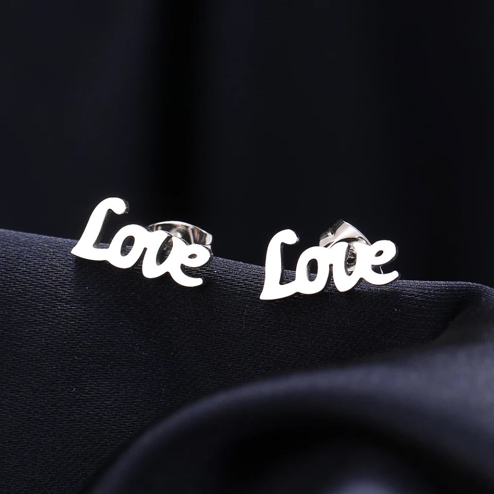 Love earrings stainless no fade 1 pair jewelry