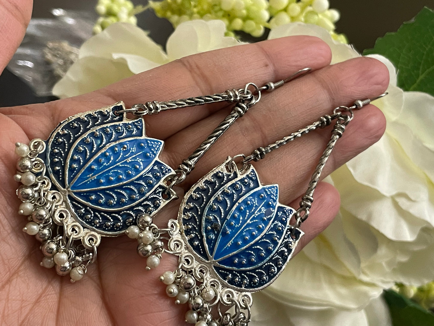 Earrings long lotus flower jewelry