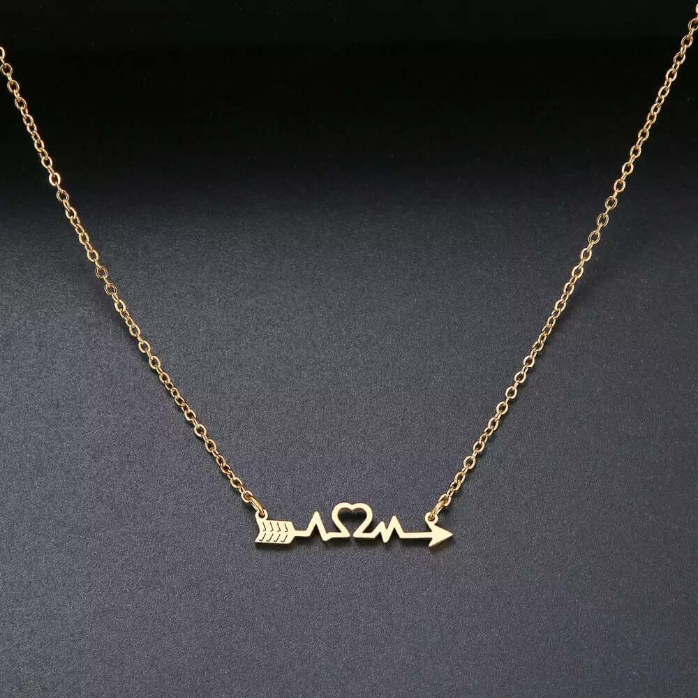 Charm necklace arrow and heart stainless no fade gift jewelry