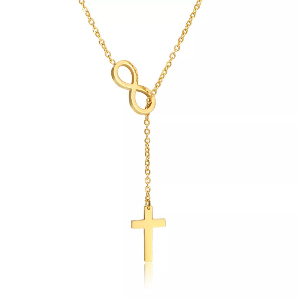 Cross charm necklace infinity decor stainless jewelry