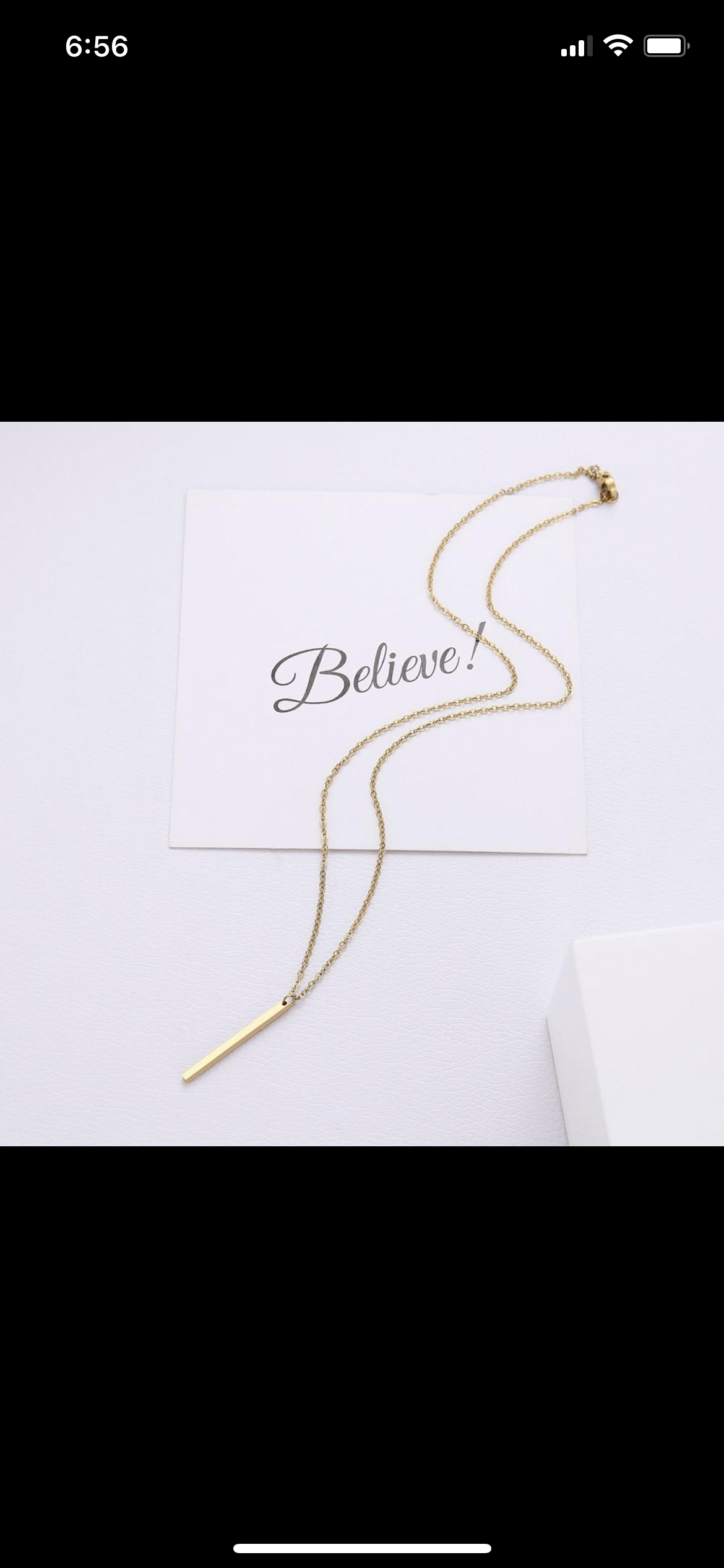 Rose gold necklace bar pendant charm balance stainless jewelry