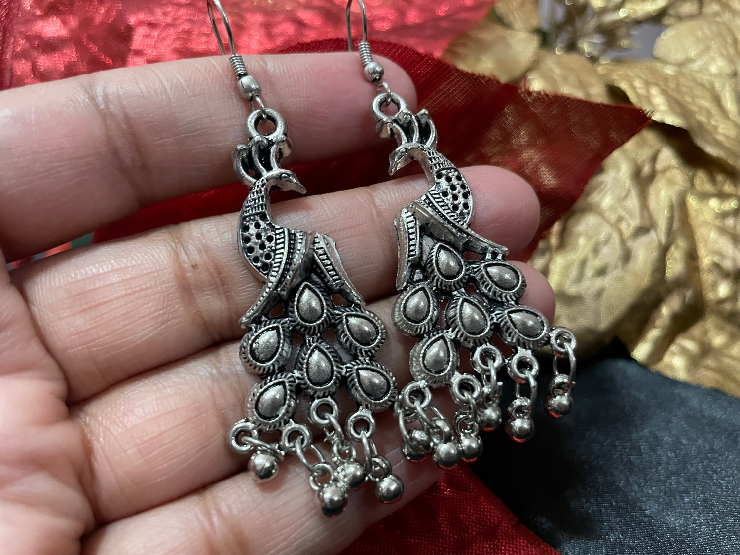 Handcrafted earring peacock design dangle drop lightweight jewelry