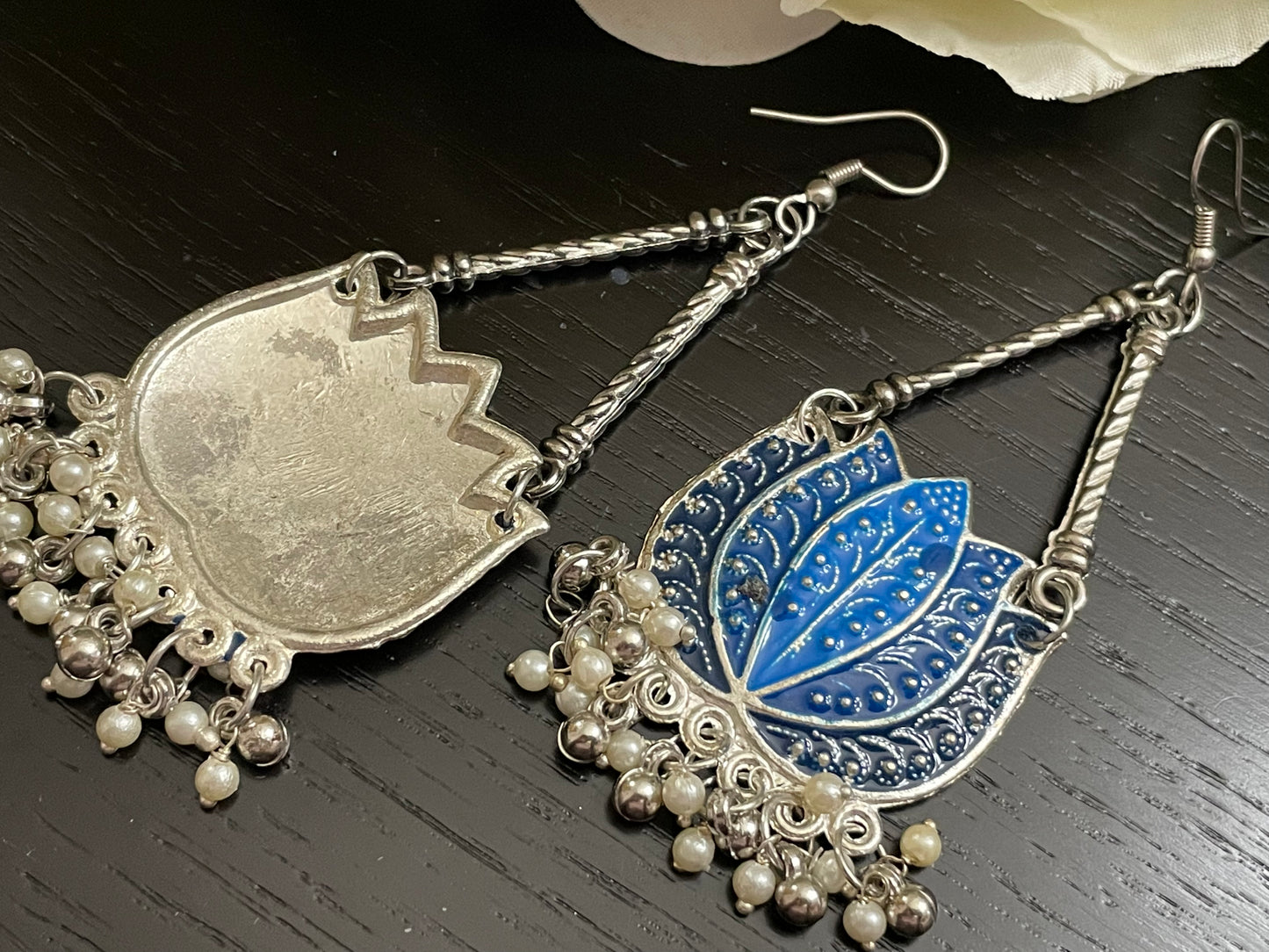 Earrings long lotus flower jewelry