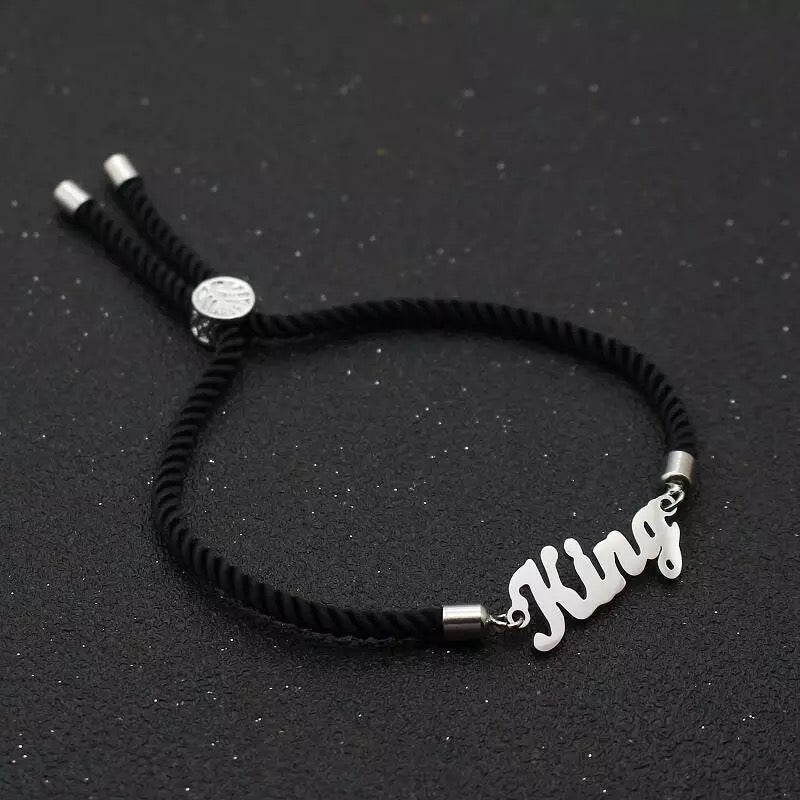 thread Bracelet king charm stainless steel rope knot adjustable