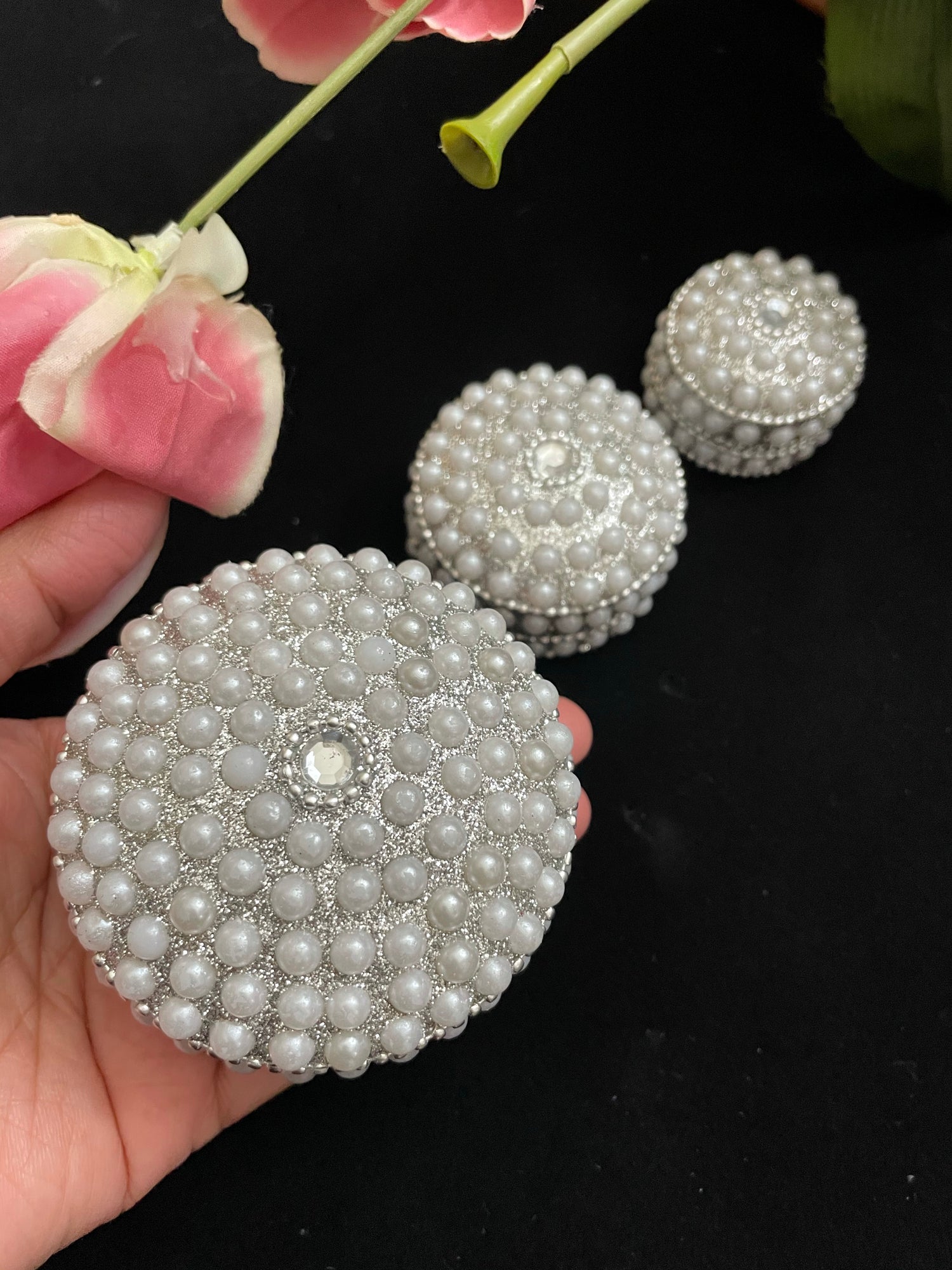 Pearl box set of 3 in 1 Handcrafted nesting gift/ favors