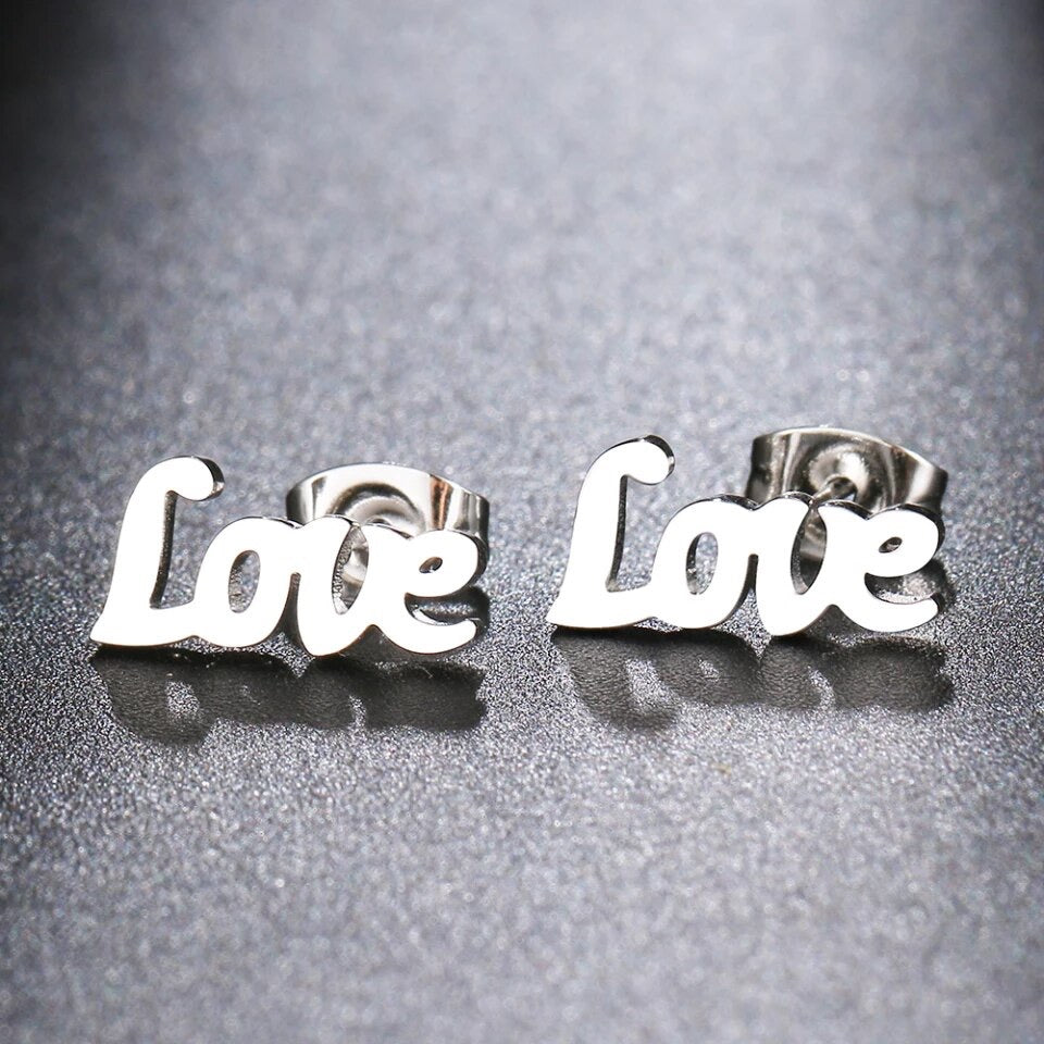Love earrings stainless no fade 1 pair jewelry