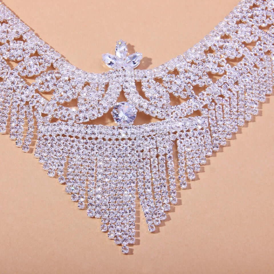 Bridal necklace set Royol combo silver bling rhinestone fashion jewelry