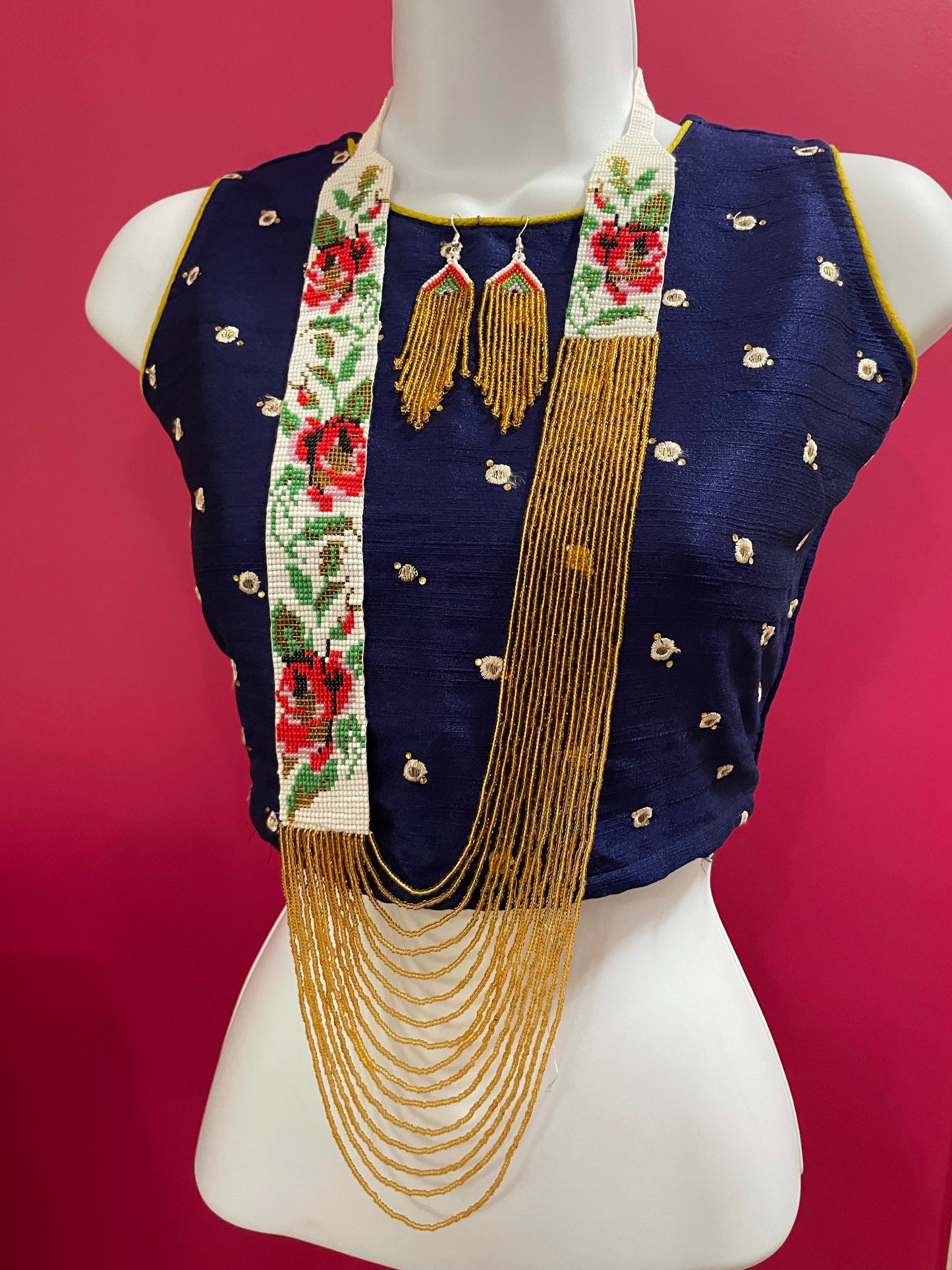 Seed bead necklace earrings set handcrafted African jewelry gift