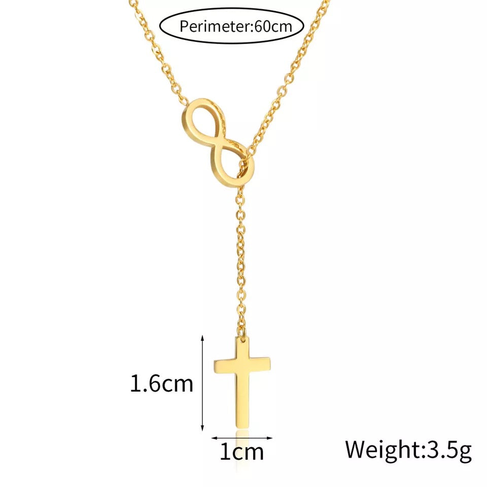 Cross charm necklace infinity decor stainless jewelry
