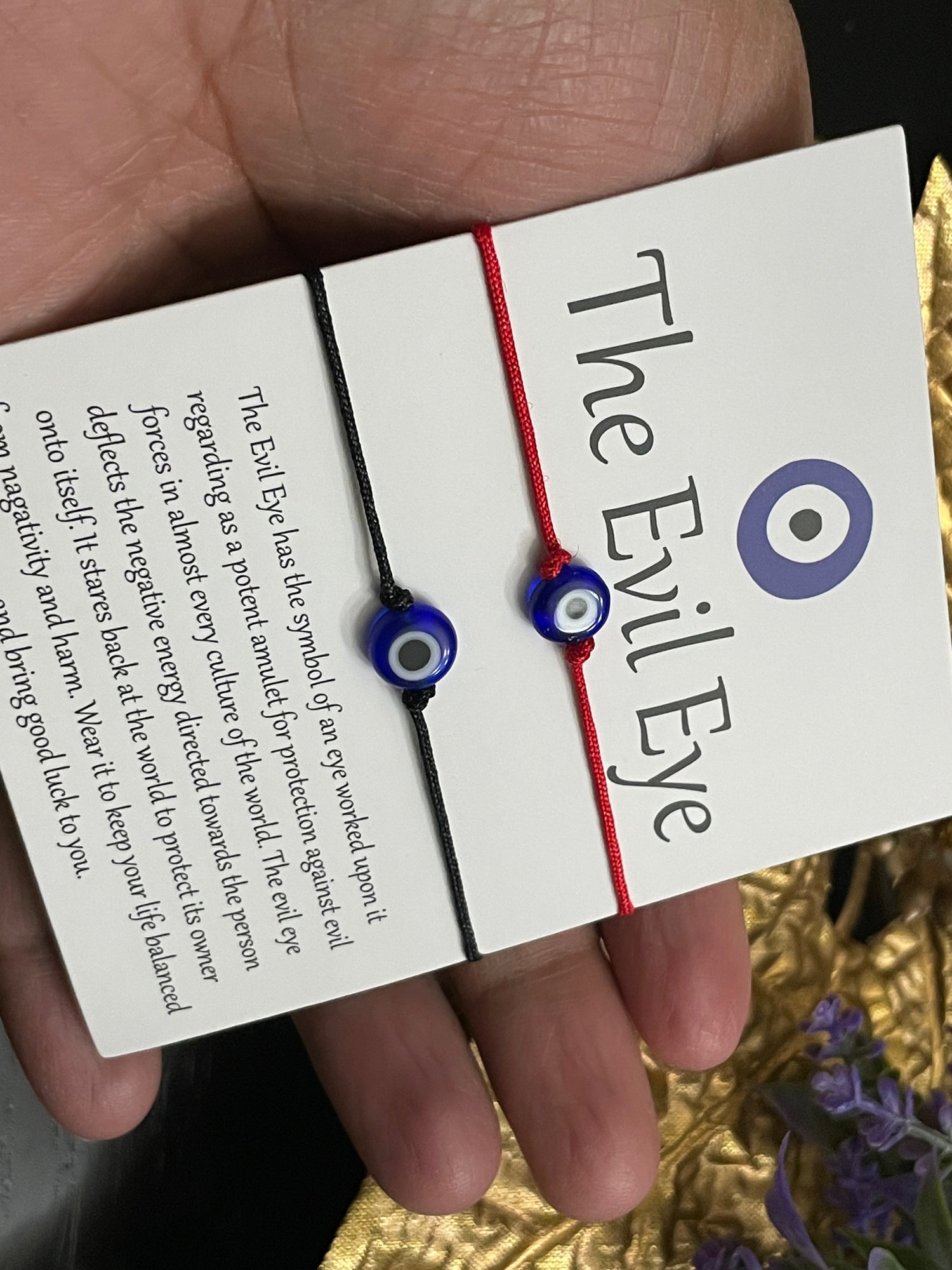 Evil eye bracelet pair thread pull protection jewelry