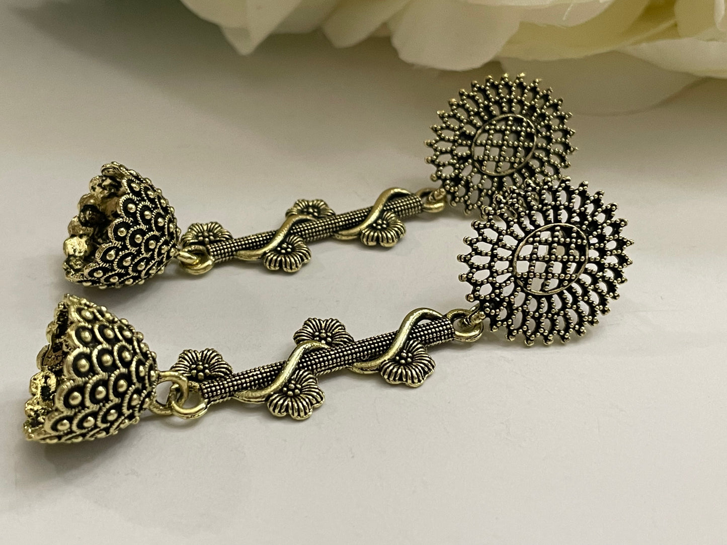 Long earrings antique style stud jewelry