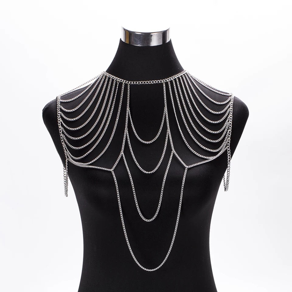 Necklace chain silver shoulder jewelry photo shoot accessories