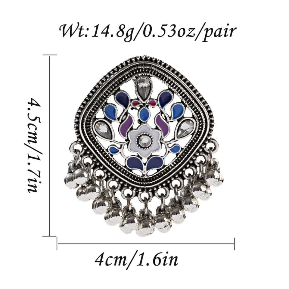 Earrings oxidized stone decorated stud boho jewelry