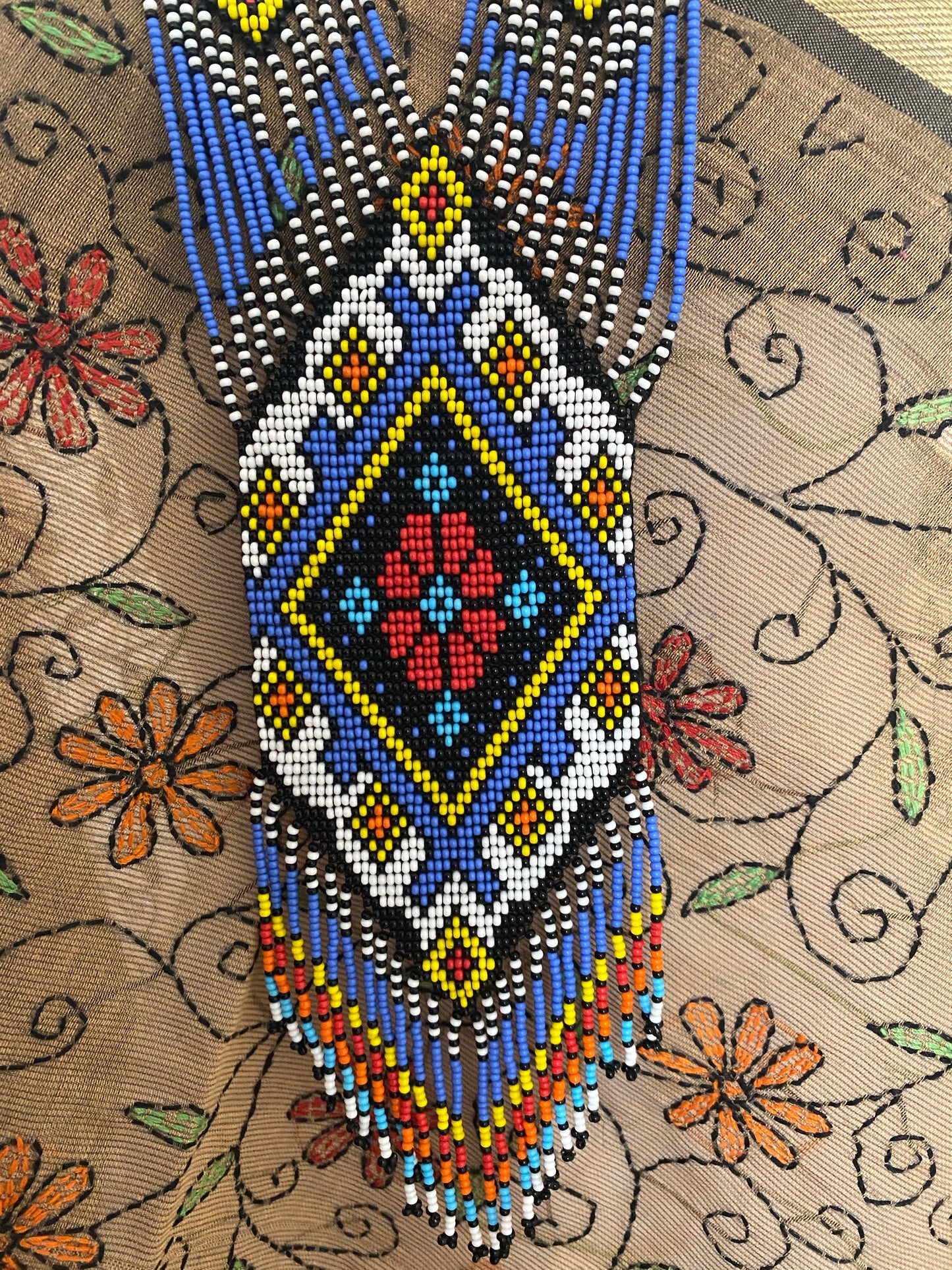 Handcrafted seed Bead long necklace earrings set
